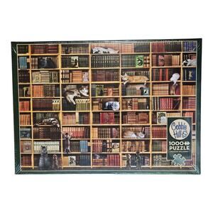 COBBLE HILL 1000 Piece THE CAT LIBRARY Jig Saw Puzzle 19" X 26” Factory Sealed